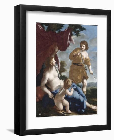 Vénus avec Adonis partant à la chasse-Giovanni Francesco Romanelli-Framed Premium Giclee Print