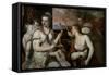 Venus Blindfolding Cupid-Titian (Tiziano Vecelli)-Framed Stretched Canvas