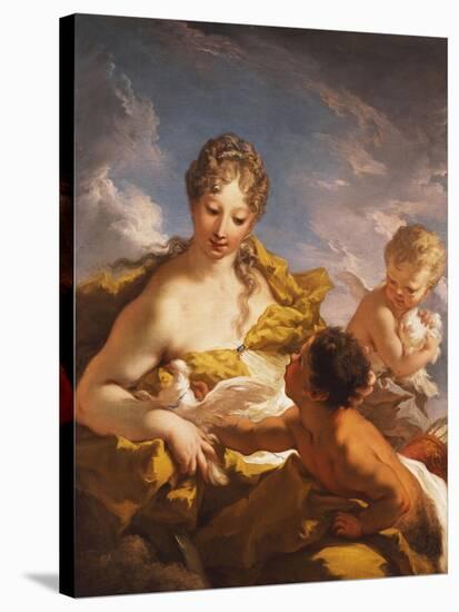 Venus, Cupid and a Faun-Giovanni Antonio Pellegrini-Stretched Canvas