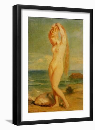Venus Depicted in a Seascape (Study), 1839 (Oil on Study)-Theodore Chasseriau-Framed Giclee Print