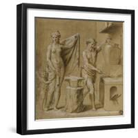 Vénus et l'Amour dans la forge de Vulcain-Giovanni Francesco Penni-Framed Giclee Print