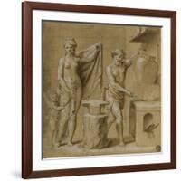 Vénus et l'Amour dans la forge de Vulcain-Giovanni Francesco Penni-Framed Giclee Print