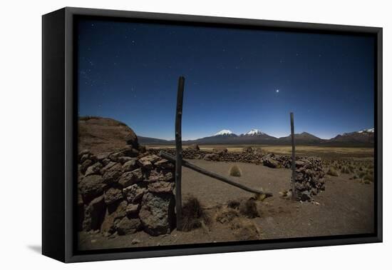 Venus Glows in the Night Sky Above a Farm Near Sajama National Park-Alex Saberi-Framed Stretched Canvas