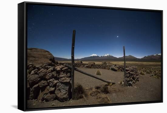 Venus Glows in the Night Sky Above a Farm Near Sajama National Park-Alex Saberi-Framed Stretched Canvas