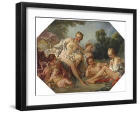 Venus in her Bath surrounded by Nymphs and Cupids, c.1740-50-Francois Boucher-Framed Giclee Print