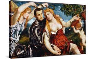 Venus, Mars & Cupid-Paris Bordone-Stretched Canvas