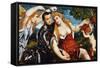 Venus, Mars & Cupid-Paris Bordone-Framed Stretched Canvas