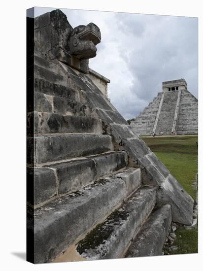 Venus Platform With Kukulkan Pyramid in the Background, Chichen Itza, Yucatan, Mexico-null-Stretched Canvas
