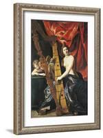 Venus Playing Harp, Allegory of Music-Giovanni Lanfranco-Framed Giclee Print