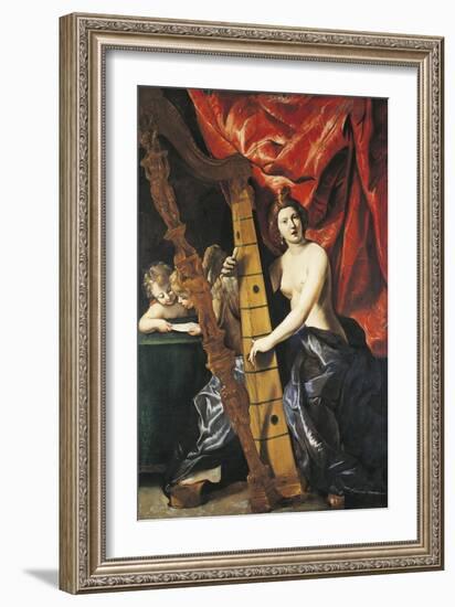 Venus Playing Harp, Allegory of Music-Giovanni Lanfranco-Framed Giclee Print