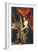 Venus Playing Harp, Allegory of Music-Giovanni Lanfranco-Framed Giclee Print