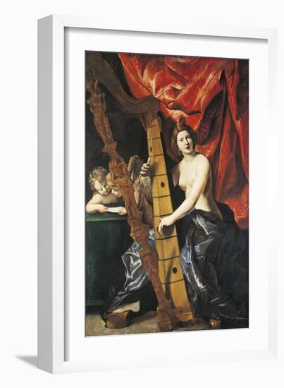 Venus Playing Harp, Allegory of Music-Giovanni Lanfranco-Framed Giclee Print