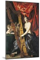 Venus Playing Harp, Allegory of Music-Giovanni Lanfranco-Mounted Giclee Print