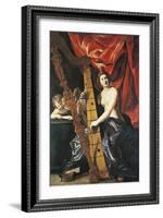 Venus Playing Harp, Allegory of Music-Giovanni Lanfranco-Framed Giclee Print
