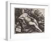 Venus Reclining in a Landscape, C. 1517-Domenico Campagnola-Framed Giclee Print