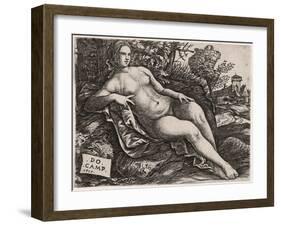 Venus Reclining in a Landscape, C. 1517-Domenico Campagnola-Framed Giclee Print
