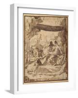 Venus, Reclining under a Rustic Canopy, with Adonis Fastening Her Sandal-Francesco Albani-Framed Giclee Print