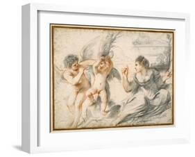 Venus Scolding Cupid, While an Older Cupid Binds Him to a Tree-Guercino (Giovanni Francesco Barbieri)-Framed Giclee Print