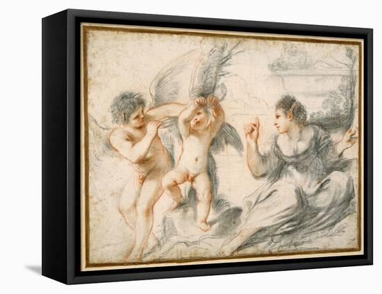 Venus Scolding Cupid, While an Older Cupid Binds Him to a Tree-Guercino (Giovanni Francesco Barbieri)-Framed Stretched Canvas