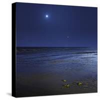 Venus Shines Brightly Below the Crescent Moon from Coast of Buenos Aires, Argentina-Stocktrek Images-Stretched Canvas