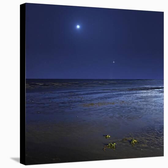 Venus Shines Brightly Below the Crescent Moon from Coast of Buenos Aires, Argentina-Stocktrek Images-Stretched Canvas