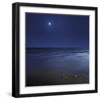 Venus Shines Brightly Below the Crescent Moon from Coast of Buenos Aires, Argentina-Stocktrek Images-Framed Photographic Print