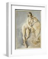 Venus Standing, Gesturing Towards a Heart on a Target with Two Doves, 1754-Francois Boucher-Framed Giclee Print