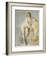 Venus Standing, Gesturing Towards a Heart on a Target with Two Doves, 1754-Francois Boucher-Framed Giclee Print