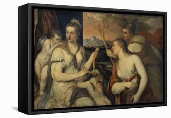 Venus und Amor-Titian (Tiziano Vecellio)-Framed Stretched Canvas