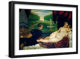 Venus with an Organist and Cupid, circa 1540-50-Titian (Tiziano Vecelli)-Framed Giclee Print