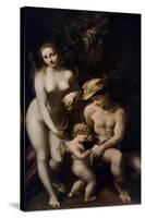 Venus with Mercury and Cupid ('The School of Love), C1525-Correggio-Stretched Canvas