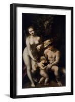 Venus with Mercury and Cupid ('The School of Love), C1525-Correggio-Framed Premium Giclee Print