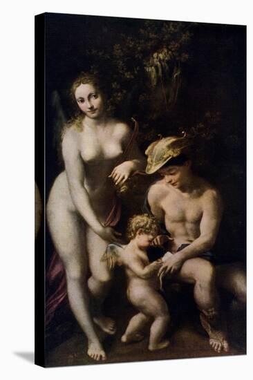 Venus with Mercury and Cupid ('The School of Love), C1525-Correggio-Stretched Canvas