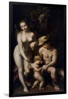 Venus with Mercury and Cupid ('The School of Love), C1525-Correggio-Framed Giclee Print