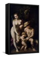 Venus with Mercury and Cupid ('The School of Love), C1525-Correggio-Framed Stretched Canvas