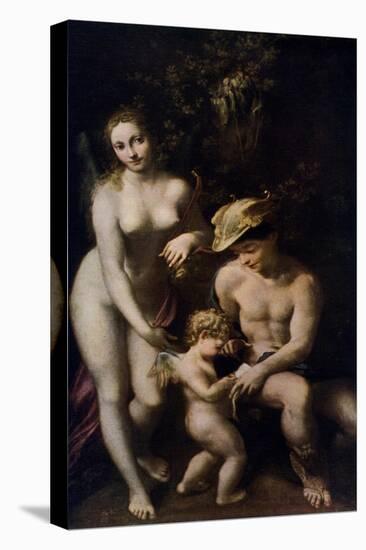 Venus with Mercury and Cupid ('The School of Love), C1525-Correggio-Stretched Canvas