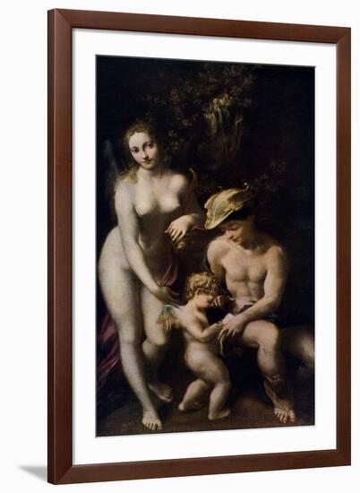 Venus with Mercury and Cupid ('The School of Love), C1525-Correggio-Framed Giclee Print