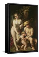 Venus with Mercury and Cupid ("The School of Love"), circa 1525-Correggio-Framed Stretched Canvas