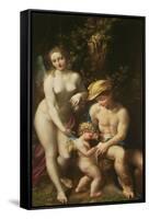 Venus with Mercury and Cupid ("The School of Love"), circa 1525-Correggio-Framed Stretched Canvas