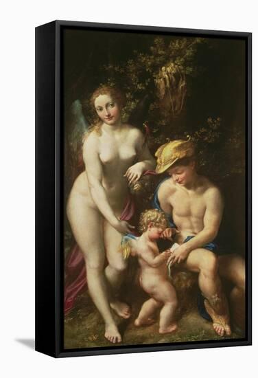 Venus with Mercury and Cupid ("The School of Love"), circa 1525-Correggio-Framed Stretched Canvas