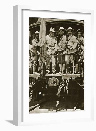 Venustiano Carranza on Board a Train with His Officers, 1914-20-null-Framed Giclee Print