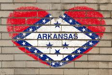 Heart Shape Flag of Arkansas on Brick Wall-vepar5-Photographic Print