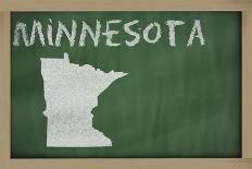 Outline Map of Minnesota on Blackboard-vepar5-Art Print