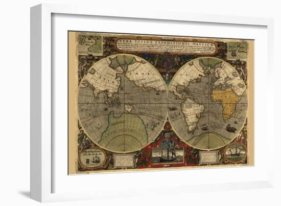 Vera Totius Expeditionis Nautica (World Map)-Abraham Ortelius-Framed Art Print