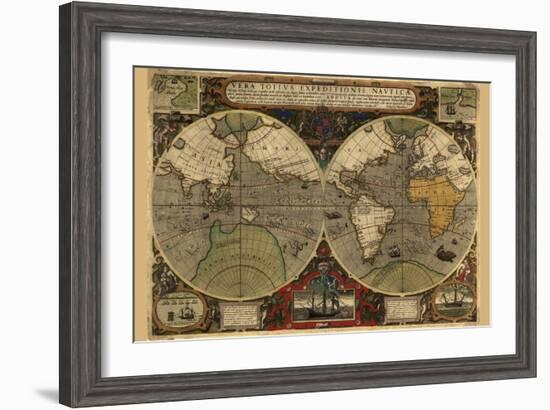 Vera Totius Expeditionis Nautica (World Map)-Abraham Ortelius-Framed Art Print