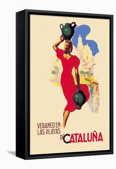 Veraneo En las Playas de Cataluna-A. Gual-Framed Stretched Canvas