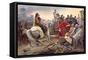 Vercingetorix Throws Down His Arms at the Feet of Julius Caesar, 1899-Lionel Noel Royer-Framed Stretched Canvas