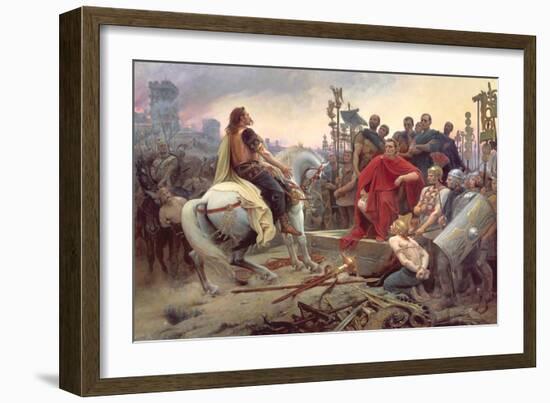 Vercingetorix Throws Down His Arms at the Feet of Julius Caesar, 1899-Lionel Noel Royer-Framed Giclee Print