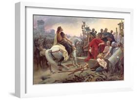 Vercingetorix Throws Down His Arms at the Feet of Julius Caesar, 1899-Lionel Noel Royer-Framed Giclee Print