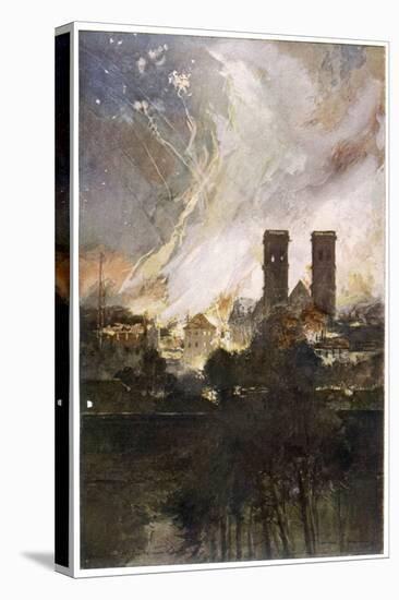 Verdun in Flames Following Bombardment by German Artillery Using Incendiary Shells-Francois Flameng-Stretched Canvas